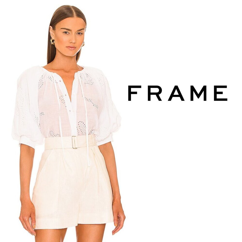 Limited time Hot Designer Sales (Just 24 Hrs.) Frame Eyelet Puff Sleeve Shirt